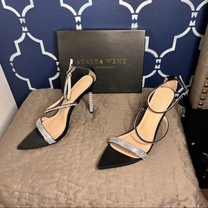 Azalea Wang Galaxy Black Lycra High Heeled Shoes